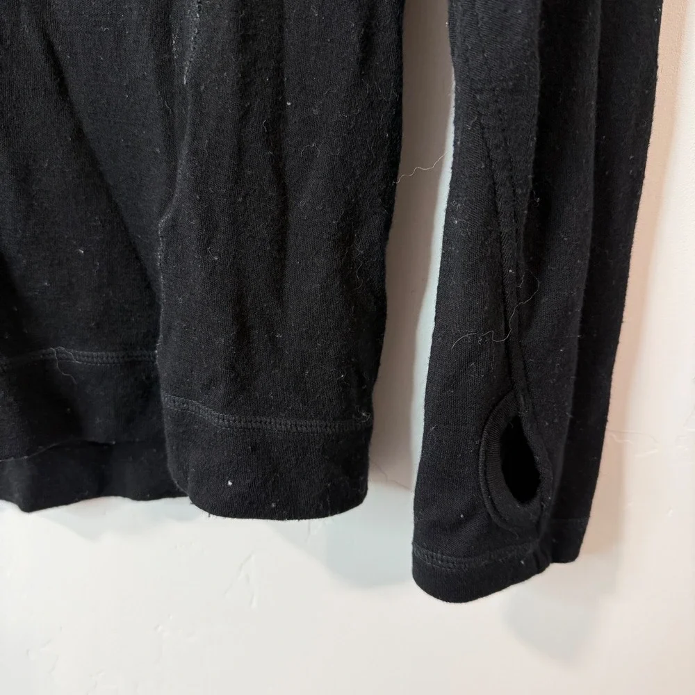 Smartwool Mens 1/2 Zip Pullover Medium Black Merino Wool Thumbholes Base Layer - Picture 3 of 8